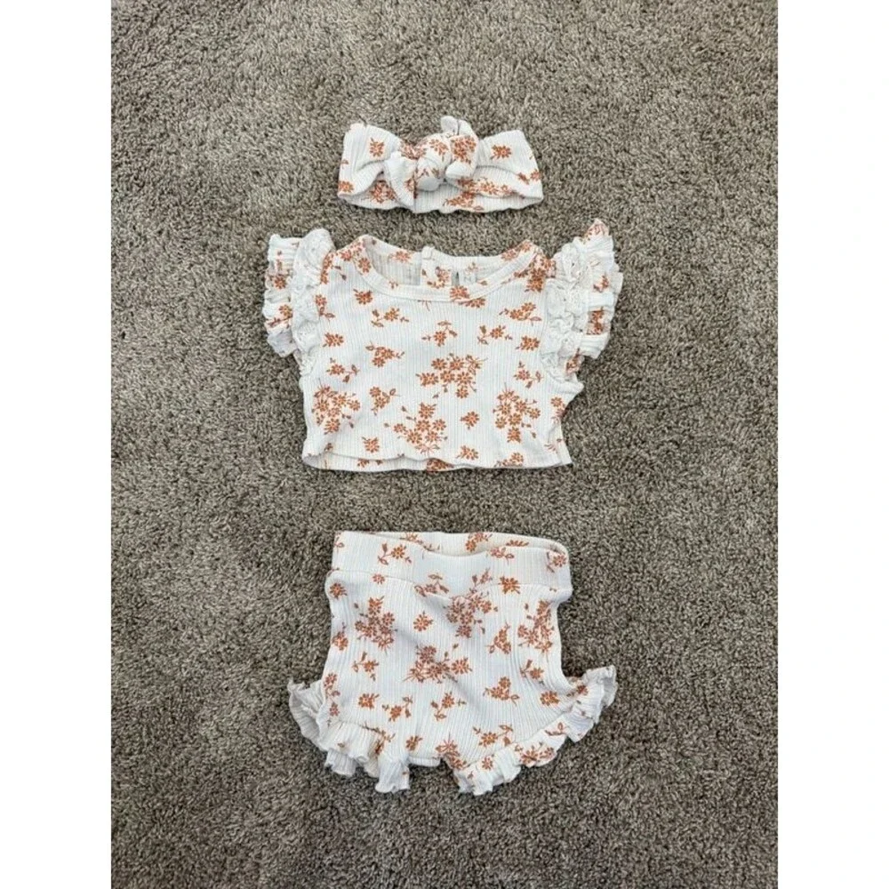 Rachel Zoe Baby Matching Ruffle Floral Outfit - Size 12M